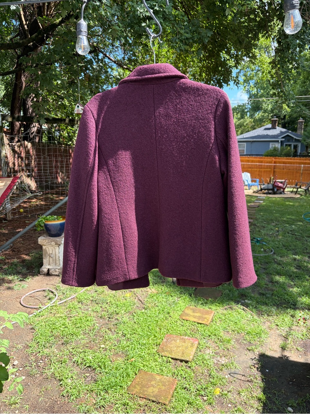 Land’s End Women's Purple Bouclé Button Jacket - Modern Casual Coat - Picture 5 of 7